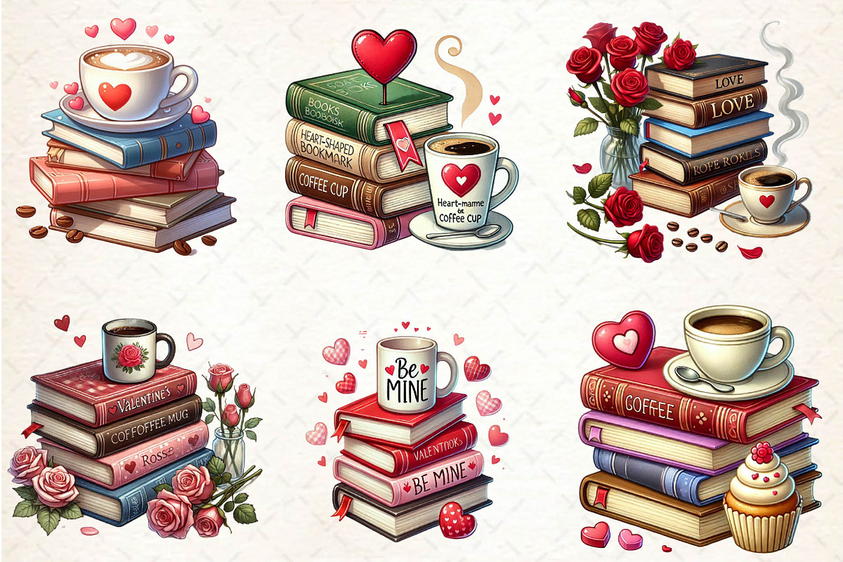 Valentine Books Sublimation Clipart, an Illustration by CreationArt (Photo 2 of 4)