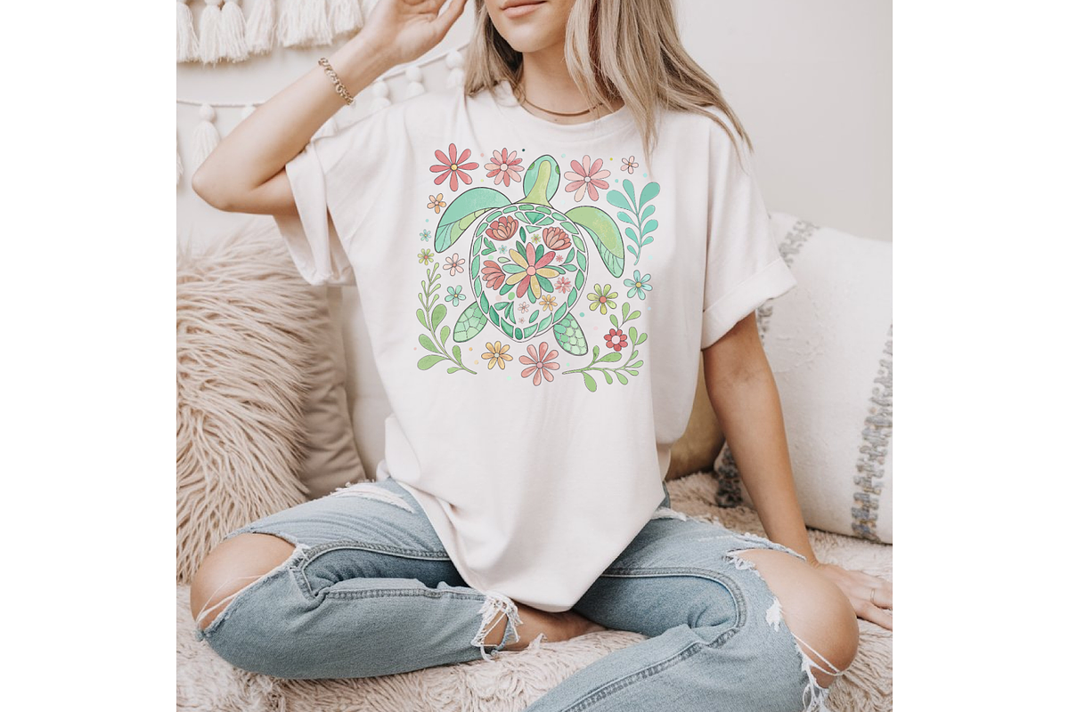 Floral Sea Turtle Summer PNG, an Illustration by TatiMockup (Photo 6 of 6)