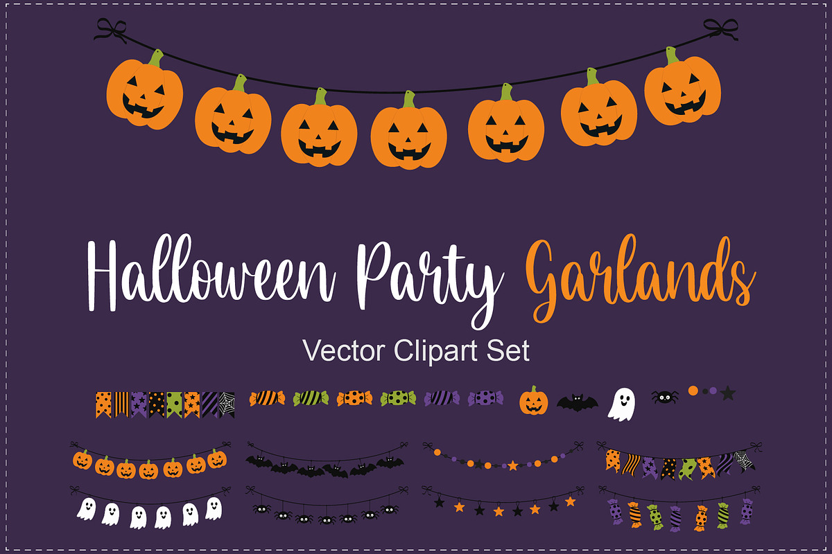 Halloween Party Garlands & Clipart, an Object Graphic by OREHOVKA (Photo 1 of 4)