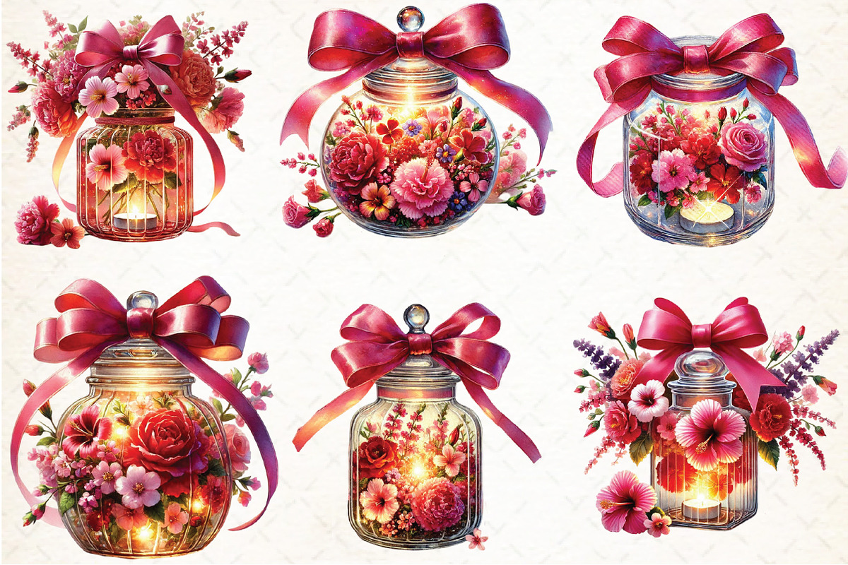 Christmas Flowers Jar Clipart, an Illustration by DreamCafeArt (Photo 4 of 4)