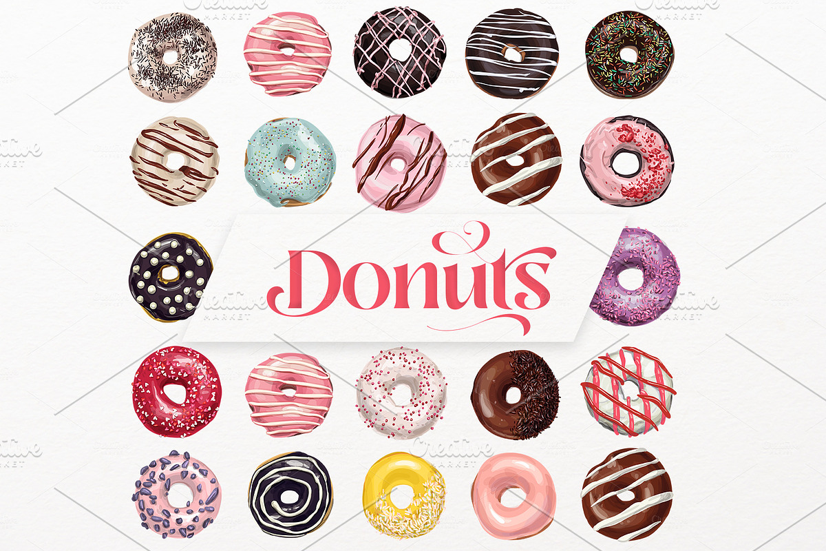 Donuts VECTOR illustrations, a Food Illustration by Natalka Dmitrova art (Photo 2 of 27)