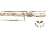 Butcher Knife. Hand drawn sketch, a Food Illustration by Foxys Graphic (Thumbnail 2 of 3)