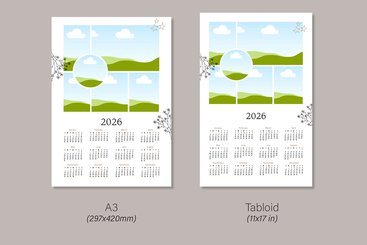 2026 Photo Collage Calendar Template, a Poster Template by R-studio (Photo 4 of 8)