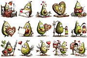 Quirky Valentine's Avocado Clipart, an Illustration by OK Design (Thumbnail 3 of 6)
