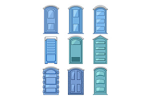 Portable toilets set showing various, an Object Illustration by pikepicture
