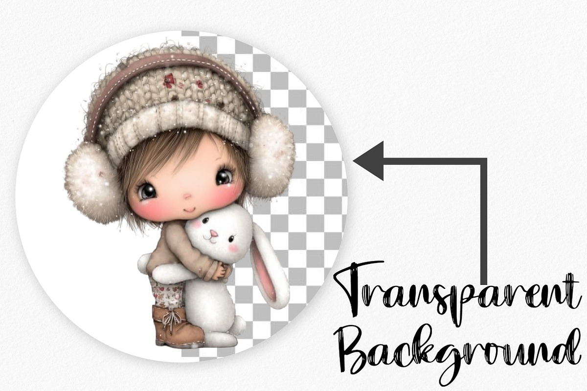 Watercolor Winter Kids Clipart, an Illustration by Canvas Craft (Photo 4 of 8)