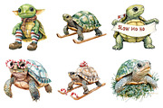 Christmas Funny Turtle Clipart, an Illustration by Daily.Designs (Thumbnail 3 of 5)