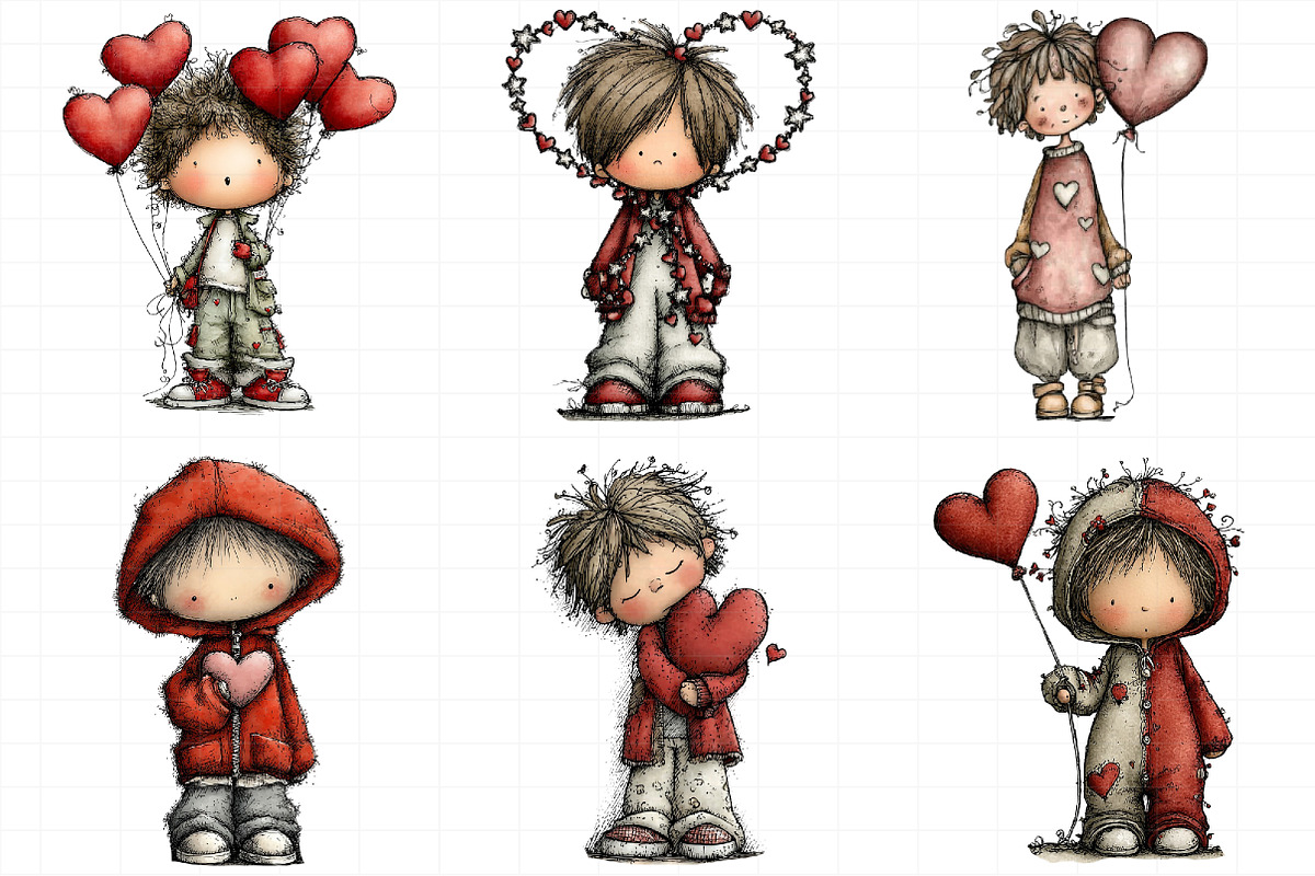 Whimsical Valentine Boy Clipart Bund, an Illustration by Daily.Designs (Photo 3 of 7)