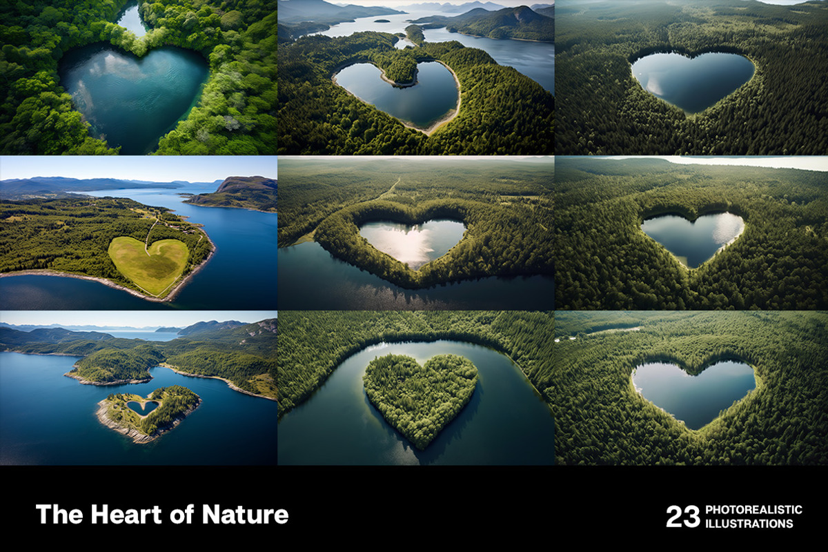 The Hearts of Nature - 23 images, a Decorative Illustration by Handmadefont (Photo 6 of 10)