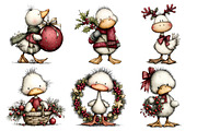 Whimsical Christmas Goose Clipart, an Animal Illustration by Creative Art (Thumbnail 5 of 6)