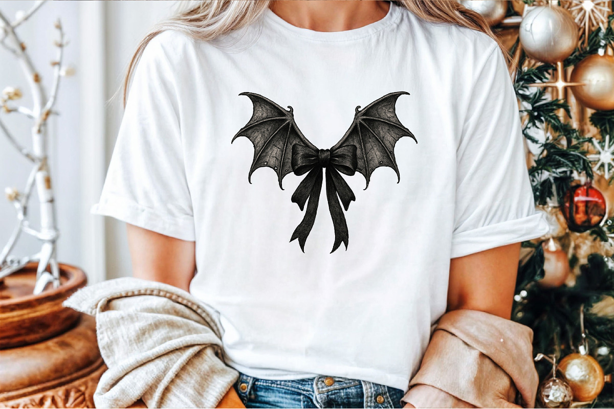 Black Coquette Bat Bow Retro Hallowe, an Illustration by Sublimation Artist (Photo 7 of 9)