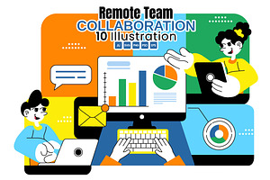 10 Remote Team Collaboration, a Technology Illustration by denayunebgt
