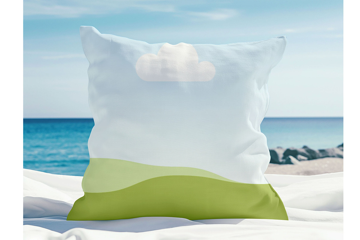 Beach Square Pillow Mockup for Canva, a Household Mockup by NoemieDesigns (Photo 2 of 8)