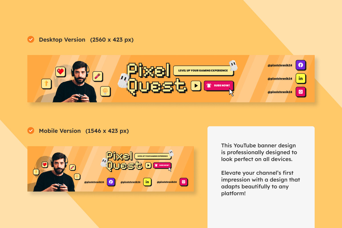 Youtube Banner for Retro Gaming, a Social Media Template by productype1 (Photo 2 of 3)