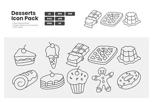 Desserts Icon Pack, an Outline Icon by erifqizeicon