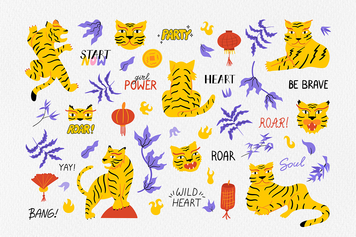 Asian tigers | Cliparts, Posters, an Animal Illustration by Felizabeth Design (Photo 5 of 15)