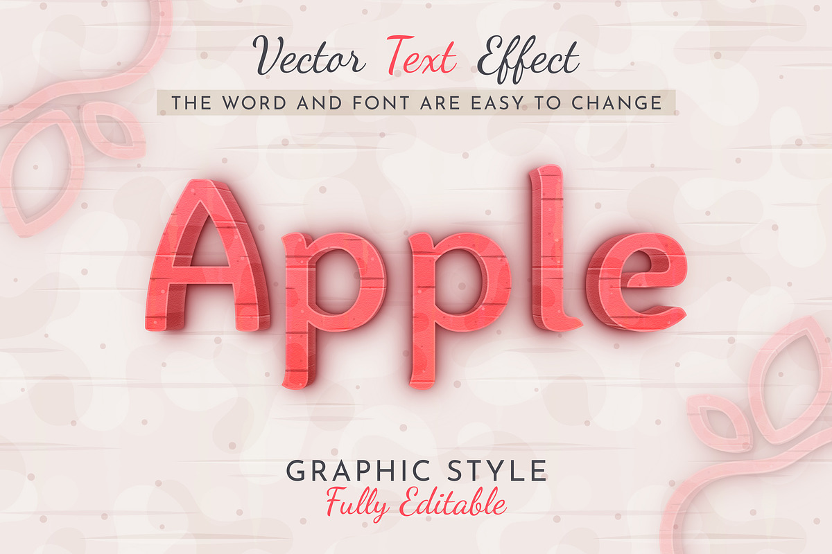 3D Apple Editable Text Effect, a Layer Style Add-On by rwgusev (Photo 1 of 7)
