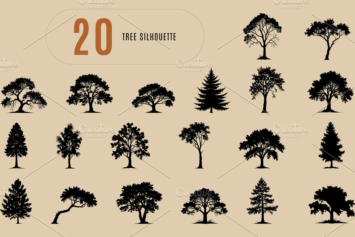 Tree silhouette set, an Object Graphic by Shahjahangdb1