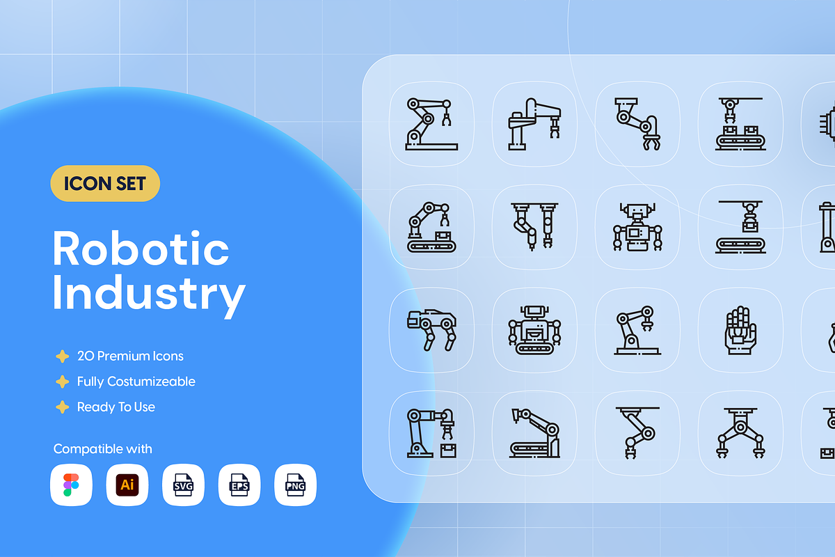 Robotic Industry Icon Set, an Outline Icon by Nathaya Studio (Photo 1 of 2)