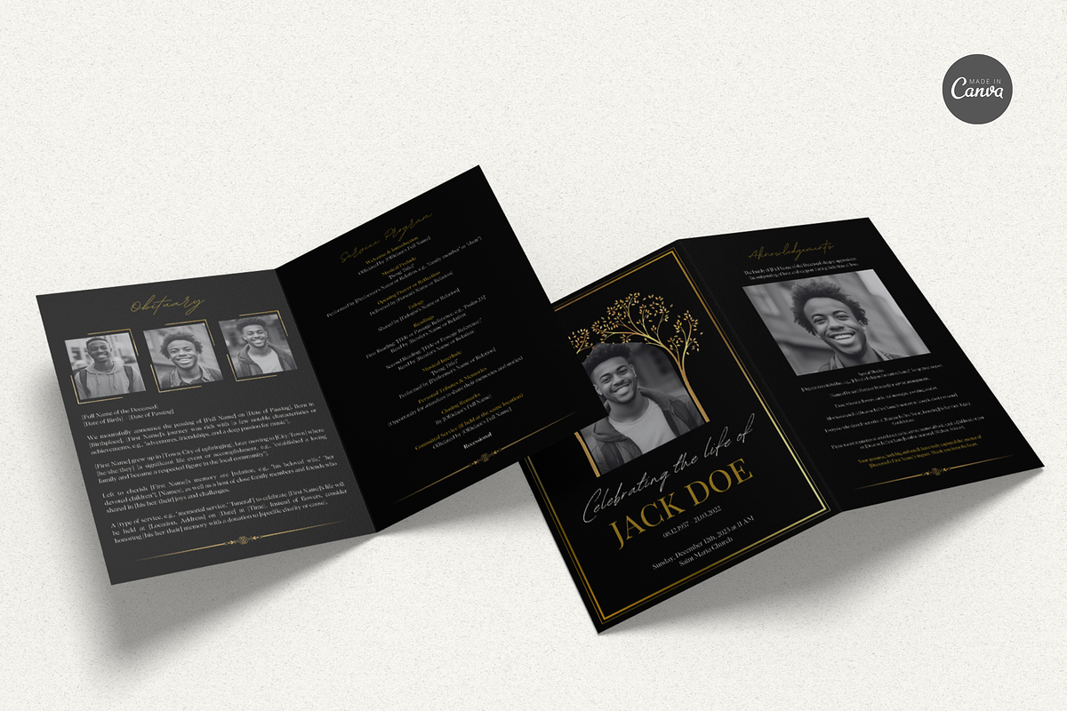Funeral Program Template I Canva, an Invitation Template by The Social Stuff (Photo 3 of 10)