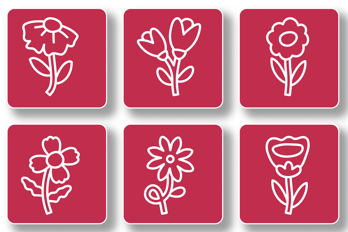 Flowers Outline Icon Pack, an Outline Icon by Tekuni (Photo 5 of 12)