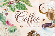 Coffee. Watercolor clip art., a Food Illustration by Farida Bik (Thumbnail 1 of 12)