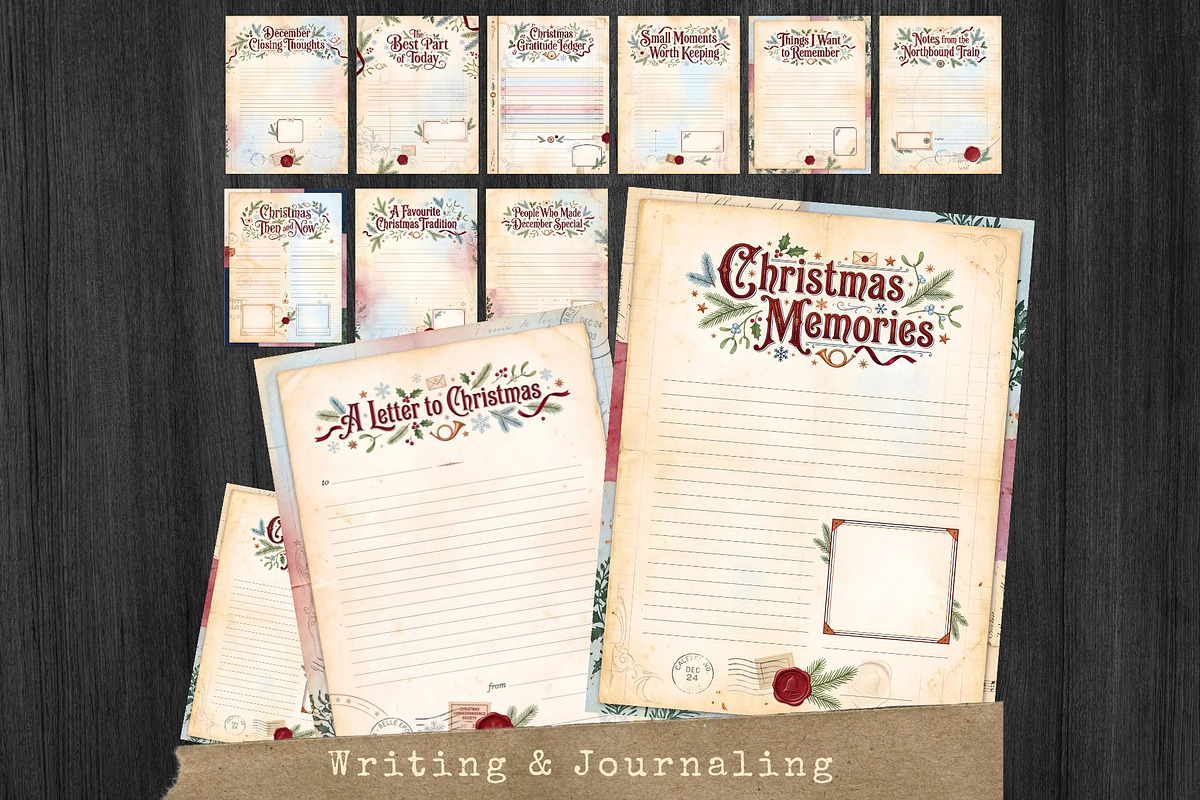 Christmas Correspondence journal kit, a Seasonal Illustration by ThatsDesignArt (Photo 10 of 20)