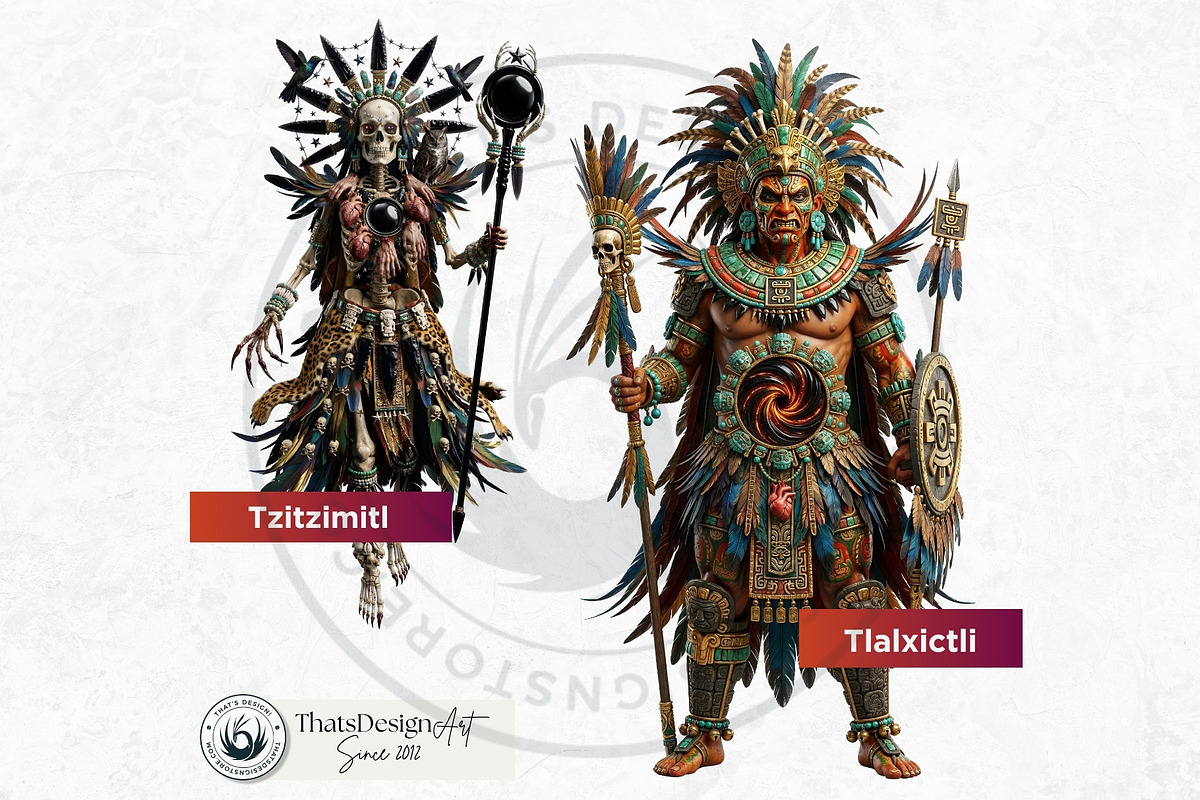 Aztec Deities Cliparts, a Person Illustration by ThatsDesignArt (Photo 8 of 15)