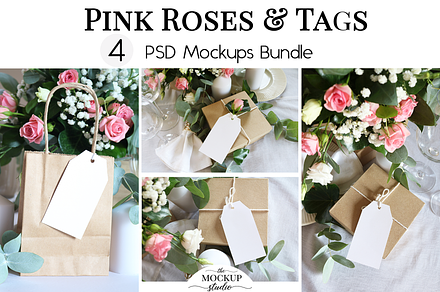 Tag Mockup Bundle - Pink Roses