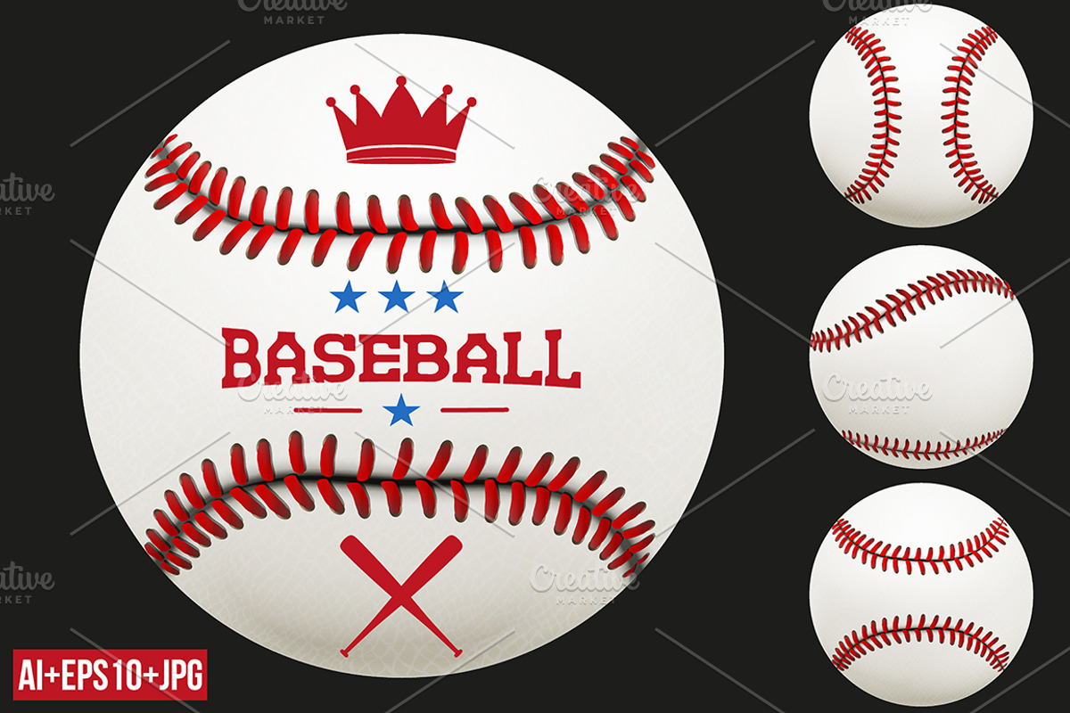 Set of Baseball Ball. Vector+JPEG