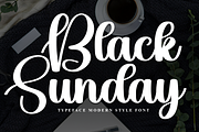 Black Sunday | Script Font, a Handwritten Font by Scratchones (Thumbnail 1 of 8)