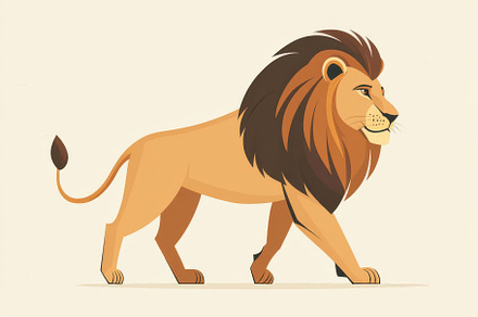 Majestic Lion Walking Side Profile A, a Background Photo by Pixeness