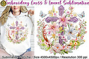 Embroidery Purple Cross & Luarel PNG, an Object Graphic by V Design Creator (Thumbnail 1 of 7)