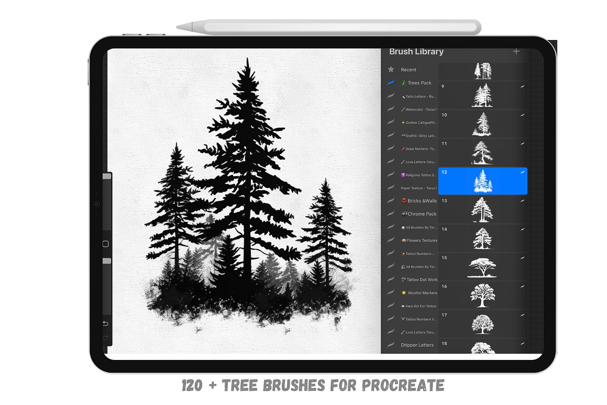 120 Tree Brushes For Procreate, a Brushes & More by Torus1 (Photo 2 of 7)