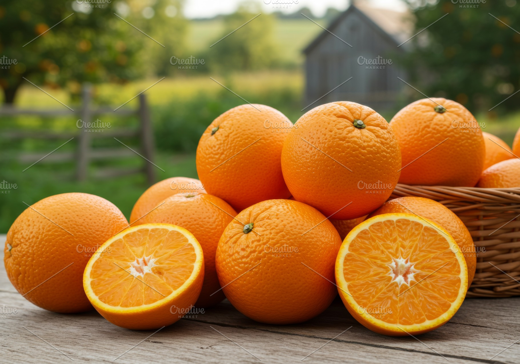 Fresh ripe oranges stacked together, a Food & Drink Photo by professorinc
