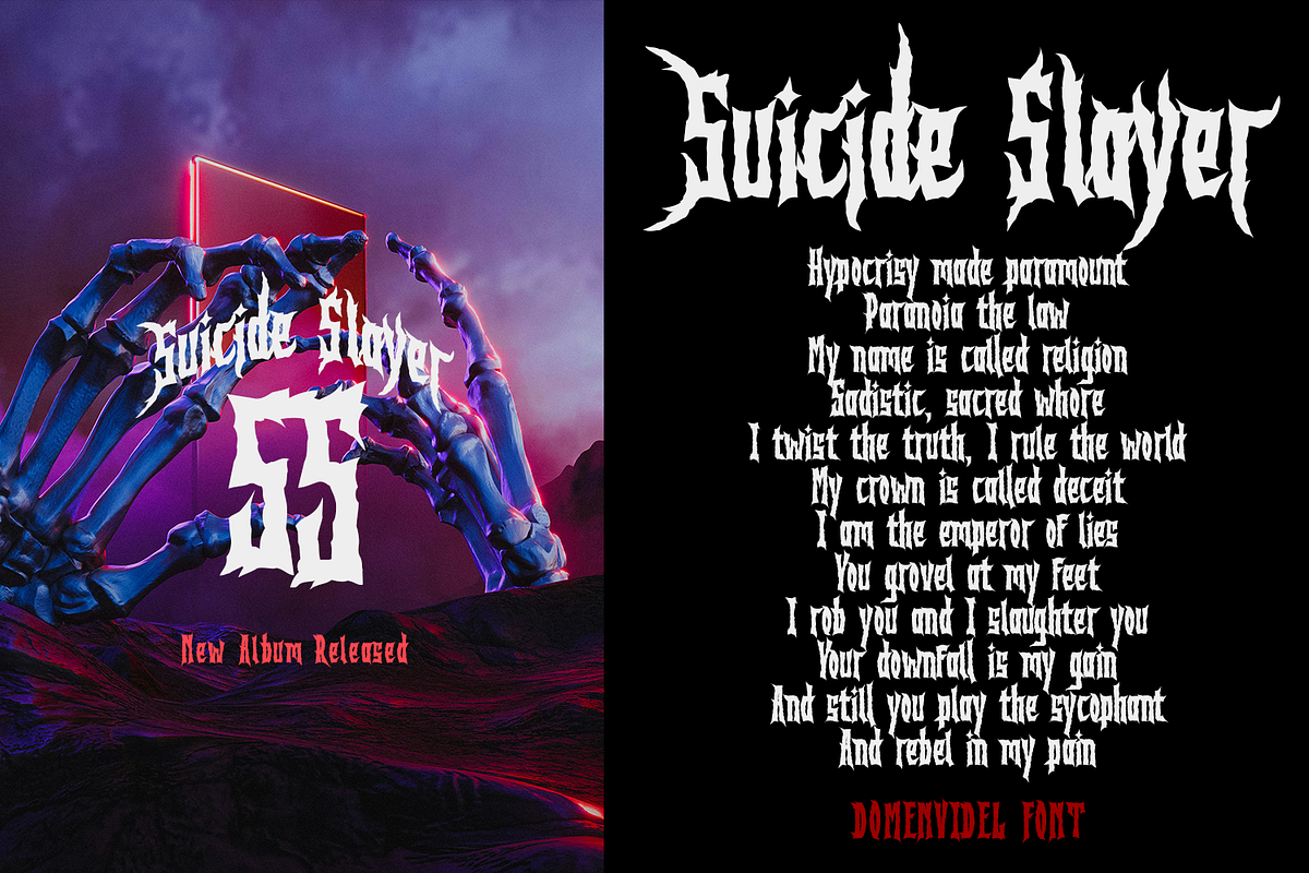Domenvidel Blackmetal Font, a Blackletter Font by madeDeduk (Photo 4 of 10)