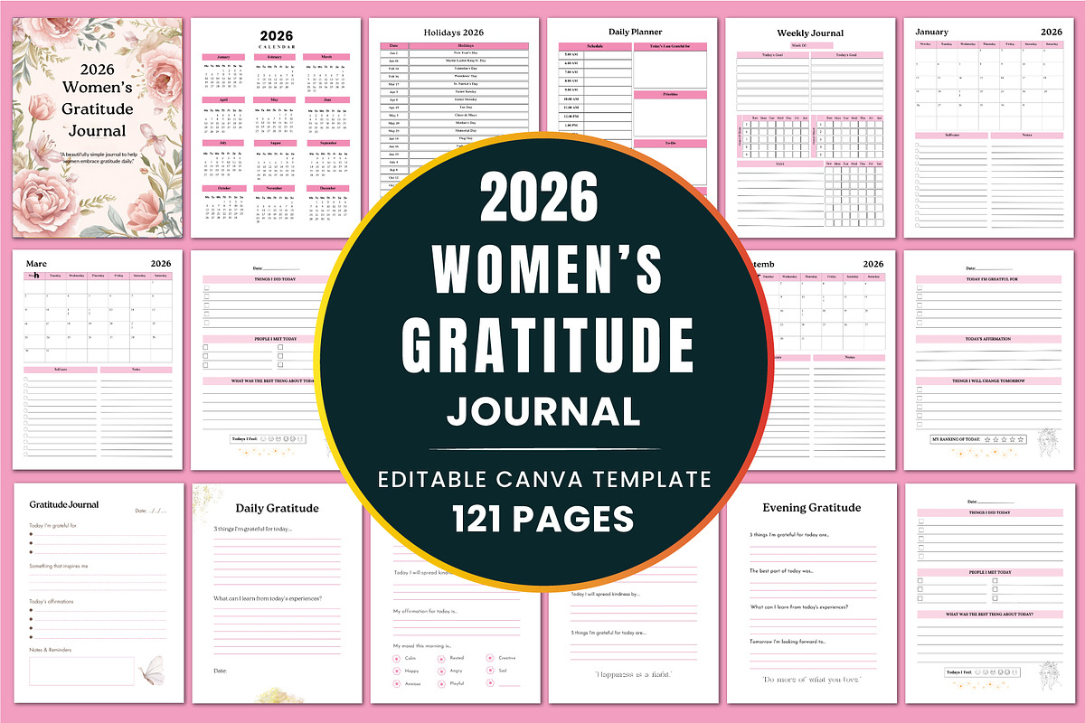 2026 Women’s Gratitude Journal, a Stationery Template by Shumaya (Photo 1 of 4)