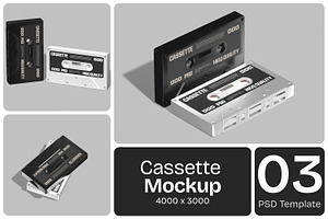 Cassette Mockup, a Merchandise Mockup by Permadi Creative