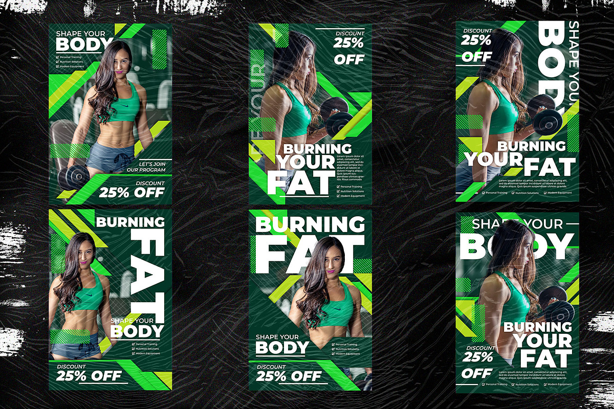 6 Gym Fitness Flyer - Photoshop, a Flyer Template by Azruca (Photo 4 of 4)