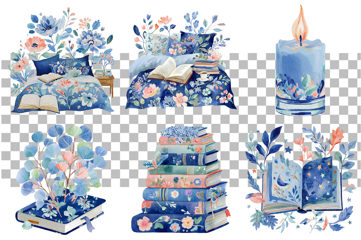 Cozy Reader Watercolor Clipart Set, a Seasonal Illustration by Daily.Designs (Photo 3 of 4)