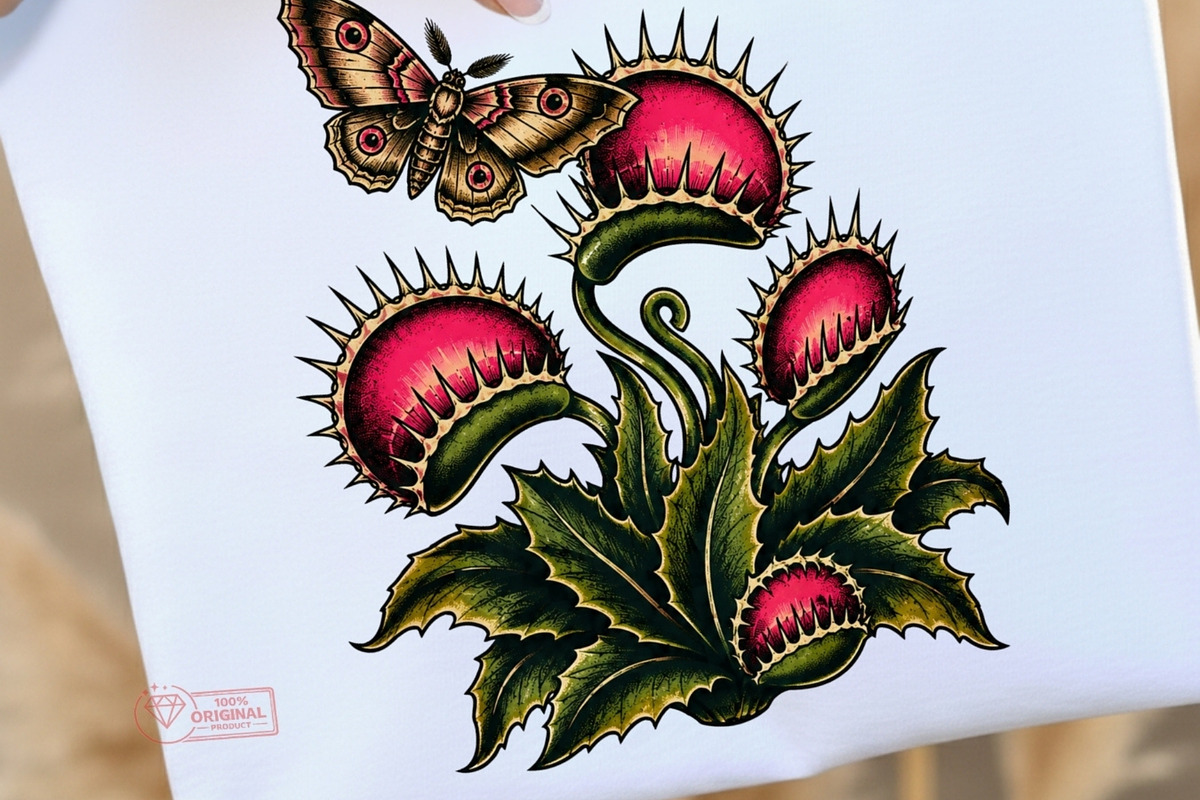 Retro Tattoo Venus Flytrap Clipart, a Seasonal Illustration by Tanya Kart (Photo 4 of 8)