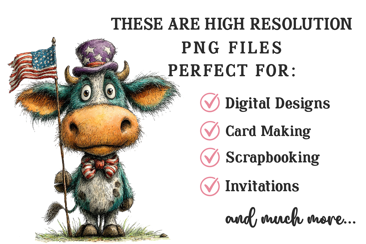 Whimsical Patriotic Cow Clipart, an Illustration by OK Design (Photo 4 of 6)