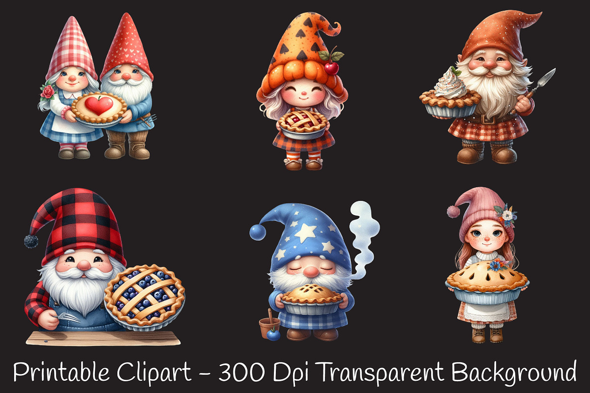 Gnome Holding Pie Clipart, an Illustration by RobertsArt (Photo 4 of 7)