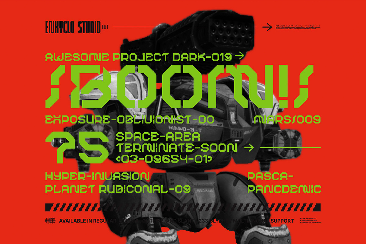 ROBMAX-36 Futuristic Font Family, a Sans Serif Font by Enxyclo Studio (Photo 4 of 10)