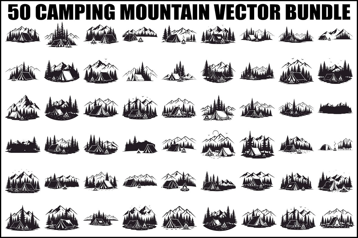 50 Camping Mountain Vector Bundle, an Illustration by jahid234 (Photo 1 of 51)