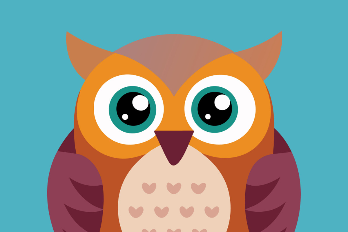 Cute cartoon owl with big eyes, an Animal Illustration by SouravDesign (Photo 1 of 3)