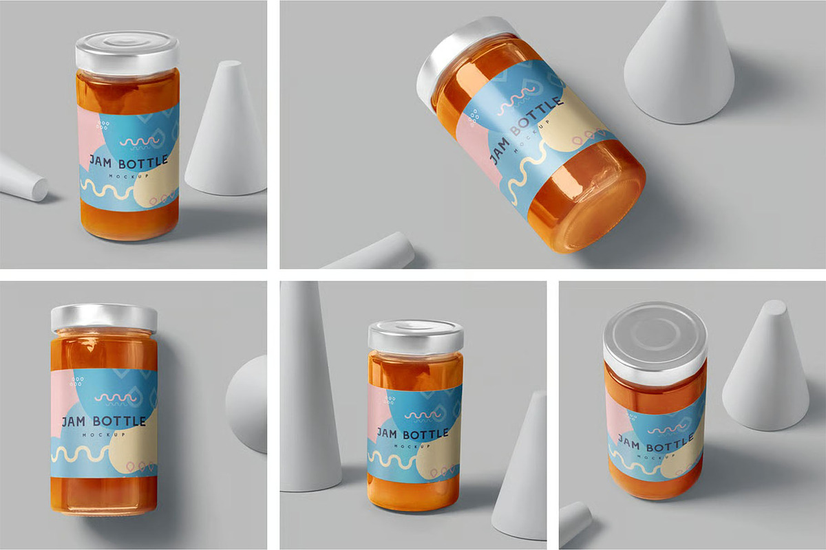Glass Jam Bottle Mockups, a Product Mockup by megostudi0 (Photo 1 of 7)