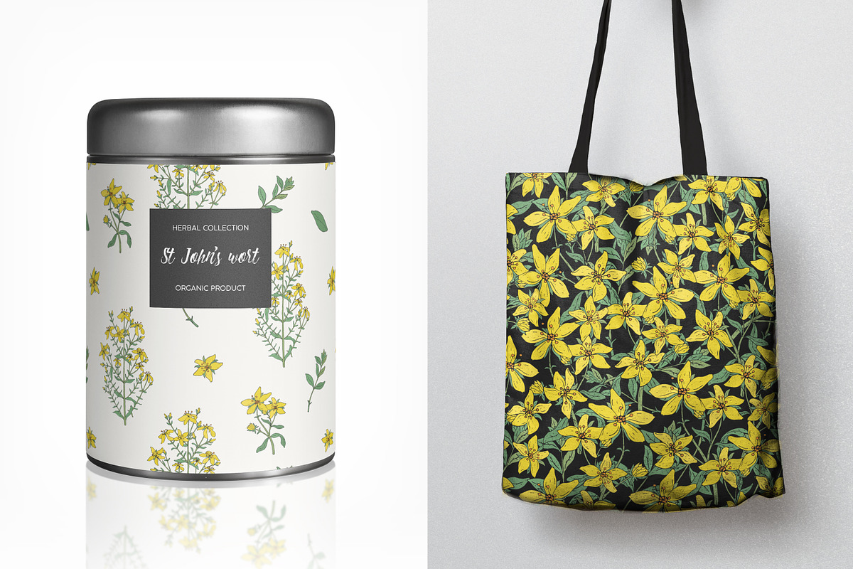 St.John's wort set, seamless pattern, a Decorative Illustration by Good Studio (Photo 6 of 6)