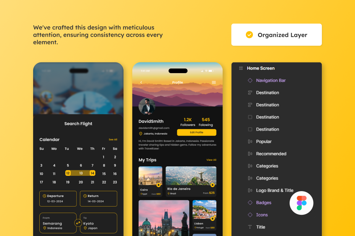 TravelEase - Travel & Booking Mobile, an App Template by trabaskriya (Photo 3 of 5)