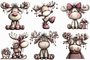 Quirky Christmas Moose Clipart, an Illustration by Libby Wishes (Thumbnail 2 of 7)